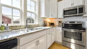 kitchen sinks in front of windows