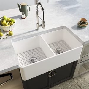 Nantucket double bowl fireclay kitchen sink