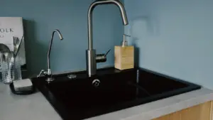 clean black composite sink